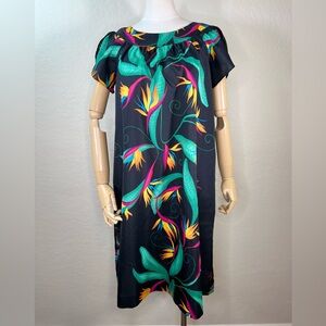 Vintage Hilo Hattie Hawaiian Luau Birds of Paradise Floral Muumuu Dress SMALL